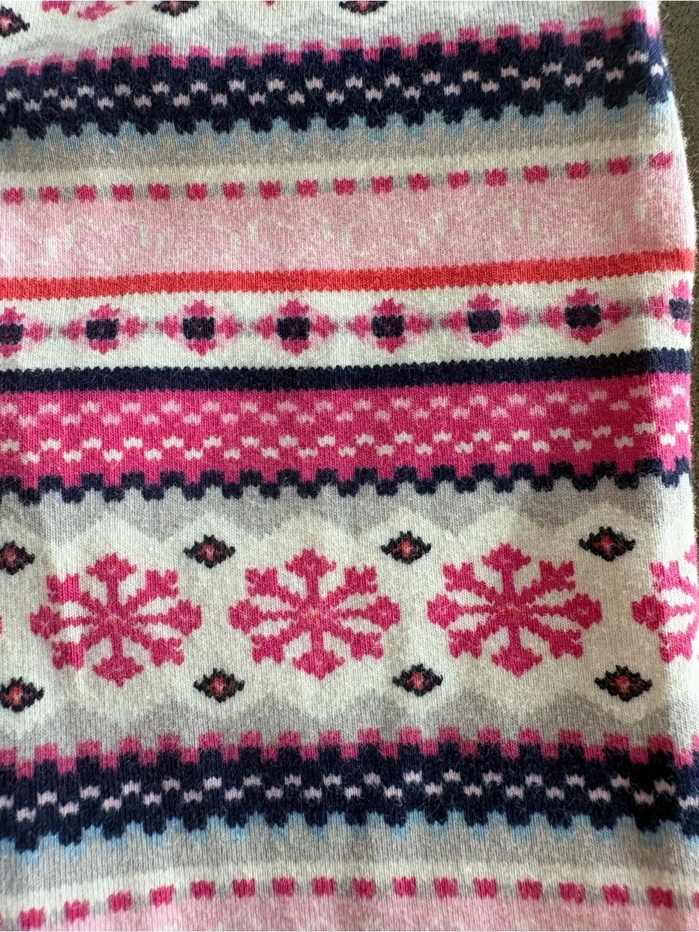 Gymboree Baby Girl Fair Isle Leggings Size 12-18 Months Pink Snowflakes Holiday